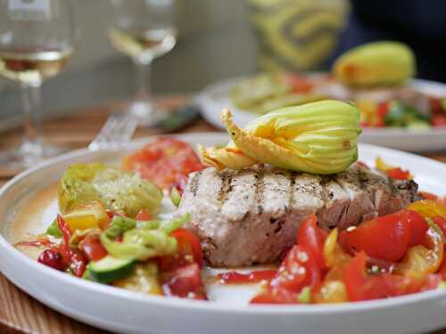 [Fleur de courgette, groseilles,...] 🌼 Filet de thon et légumes du petits légumes du marché. - Les Gourmands disent ...