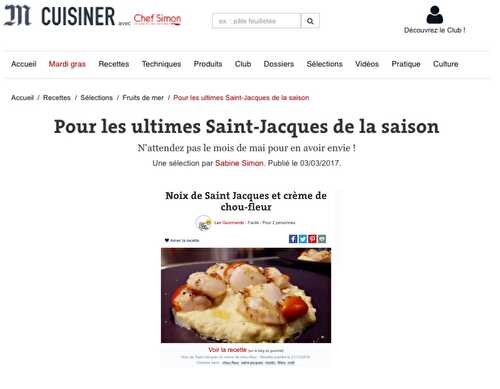 [Mise à l'honneur!] Pour les ultimes Saint-Jacques de la saison... - Les Gourmands disent ...