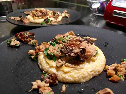 🐓 Polenta crémeuse. Suprême de volaille et champignons à la crème. - Les Gourmands disent ...