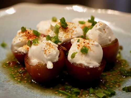 [Rien que du frais!] Tomates farcies au chèvre. Vinaigrette et ciboulette. - Les Gourmands disent ...