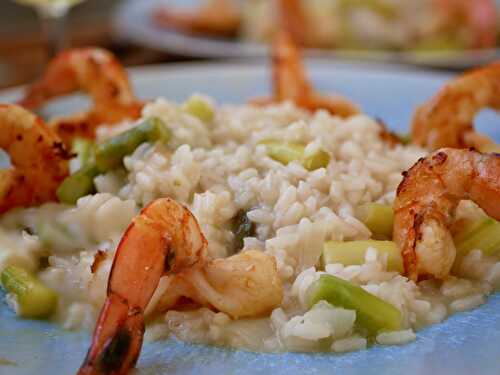 Risotto aux asperges et crevettes grillées. - Les Gourmands disent ...