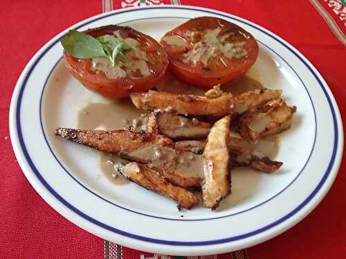 Aiguillettes de poulet et tomates poelées à la sauce anchoïade - Les marmites de Marphyl