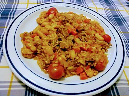 Boeuf haché aux haricots blancs et au riz à la mexicaine