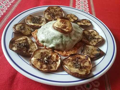 Burgers de dinde aux verts de blettes et aubergines grillées au basilic