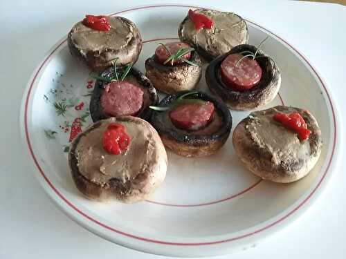 Champignons farcis au diots de Savoie et à la crème de Beaufort