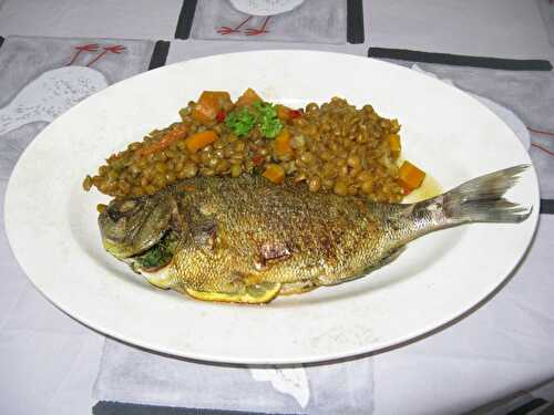 Daurades aux lentilles et tomates