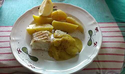 Dos de cabillaud à la vapeur à la sauce moutarde et curry