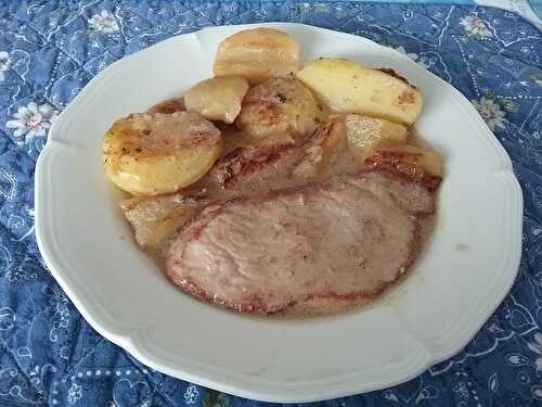 Escalopes de veau au cidre et pommes caramélisées à la sarthoise