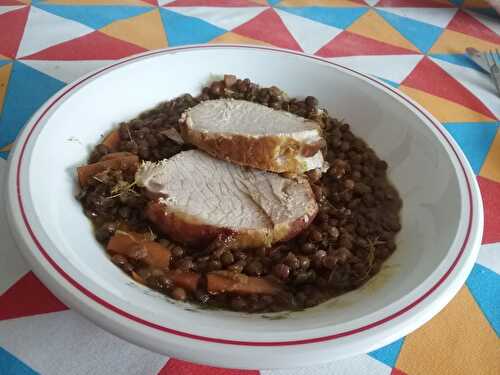 Filet mignon de porc aux lentilles à la moutarde et au fenouil