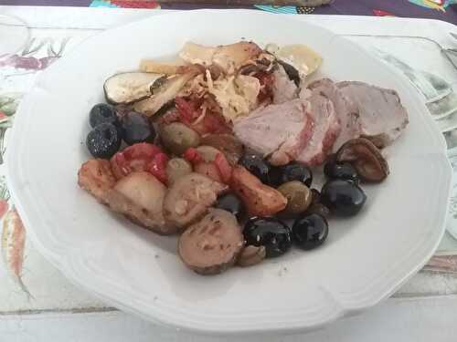 Filet mignon de porc et légumes provençaux au four