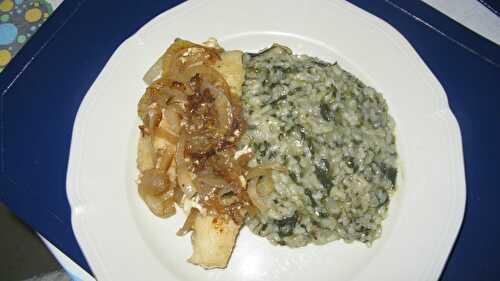 Filets de cabillaud poêlés et risotto aux épinards