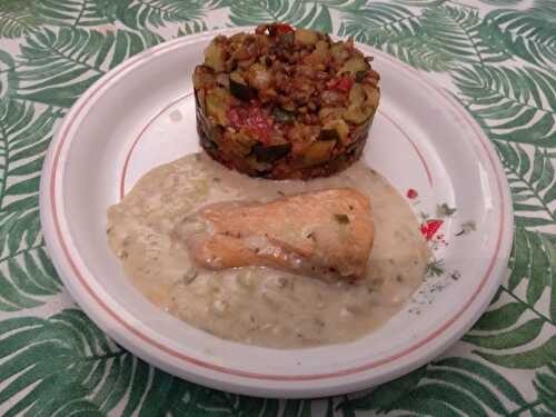 Filets de truite à la fondue de poireaux et courgette à l’épeautre