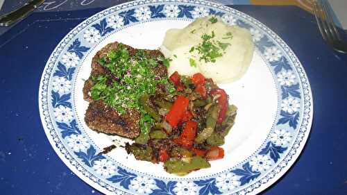 Foie de veau pané aux 2 poivrons