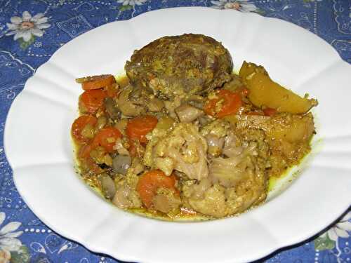 Joues de porc au curry et légumes