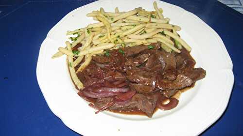 Lamelles de foie de veau au vin rouge et vinaigre - Sürlawerla d'Alsace