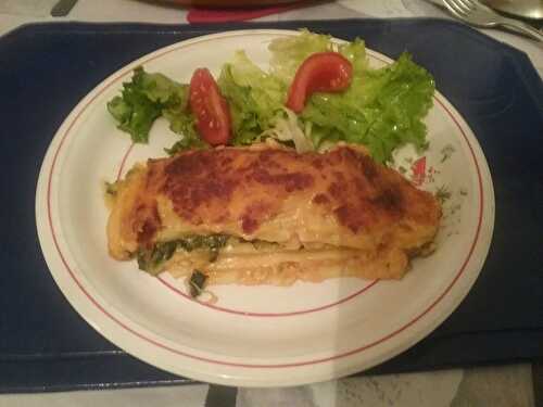 Lasagnes au cabillaud à l’oseille et au fromage de chèvre frais