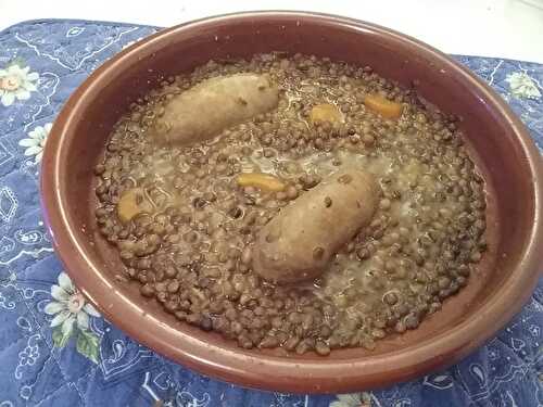 Lentilles au parmesan et aux saucisses