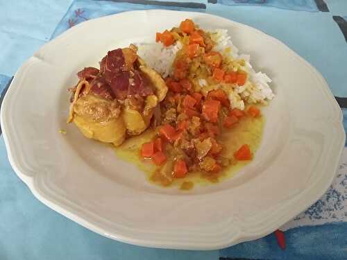 Paupiettes de veau au curry et petits légumes au lait de coco