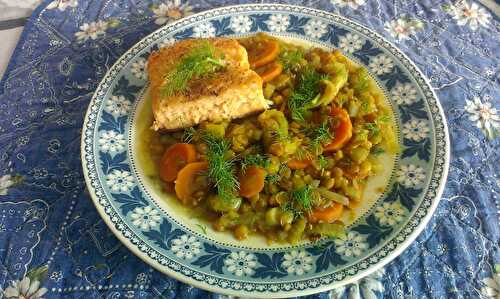 Pavés de saumon au fenouil et lentilles aux épices