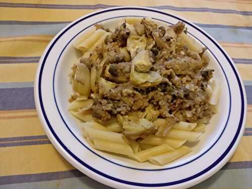 Penne lisce aux artichauts et anchois