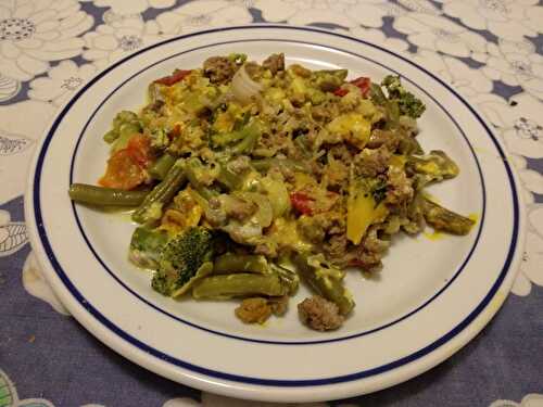 Poêlée de légumes divers à la viande de bœuf hachée