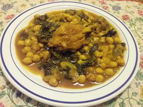 Poulet au chou kale et pois chiches au lait de coco