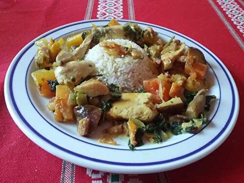 Poulet aux tétragones et aux légumes d'été façon tajine