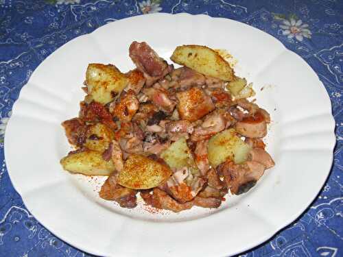 Poulpe braisé et pommes de terre sautées