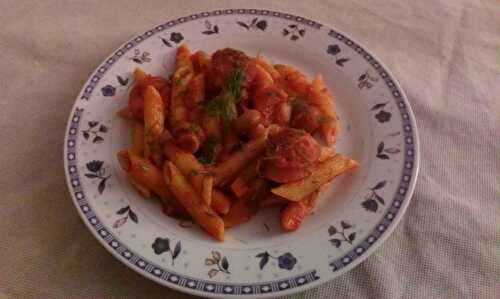 Rigatoni aux crevettes et pluches de fenouil