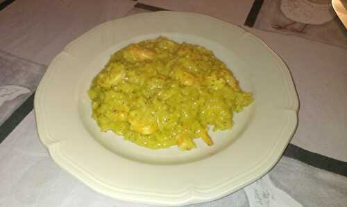 Risotto au lait de coco et crevettes au safran