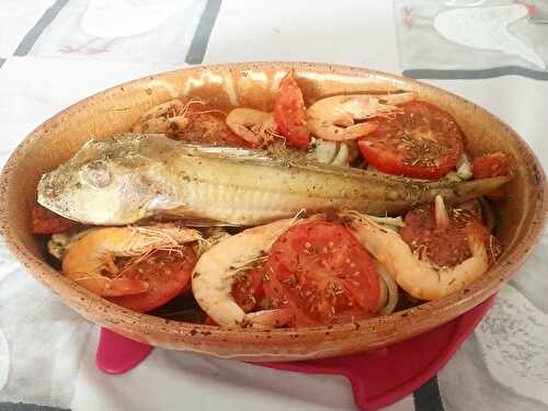 Rougets grondins aux aubergines et aux tomates