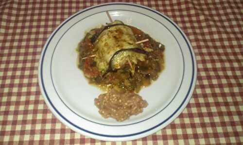 Roulés de paupiettes de veau aux aubergines et caviar d’aubergines