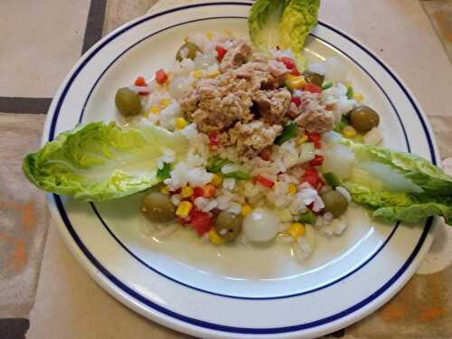 Salade de riz au thon et aux 2 poivrons et maïs