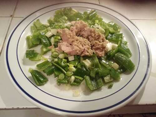Salade de thon aux poivrons verts et aux oignons nouveaux