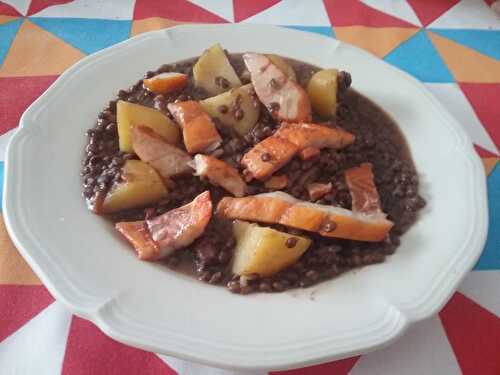 Salade tiède de lentilles au haddock fumé