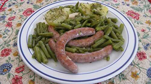 Saucisses longanizas sautées aux des haricots verts