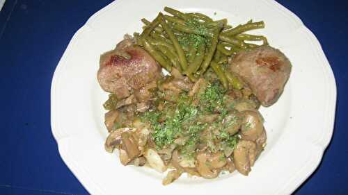 Sot l'y laisse de dinde avec champignons et haricots verts