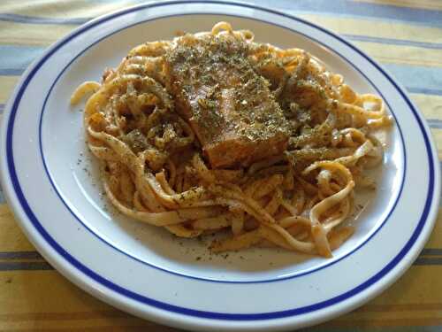 Tagliatelle et dos de colin à la sauce citronnée à l’aneth