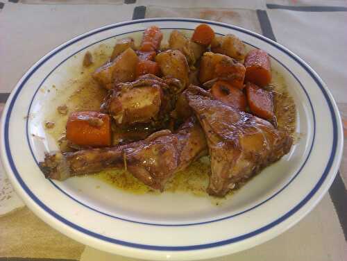 Tajine de lapin aux coings et aux carottes