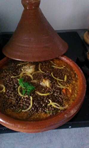 Tajine de poulet au fenouil et lentilles