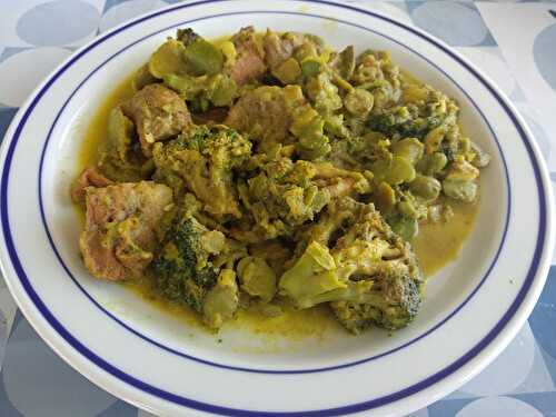 Tajine de veau aux fèves et brocoli aux citrons confits