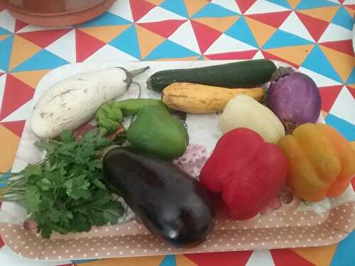 Tarte au poulet et aux légumes multicolores variés
