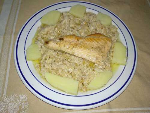 Filets de saumon poêlés au chou crémeux