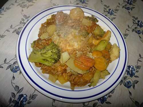 Wok de viande de boeuf haché et légumes à la thaï