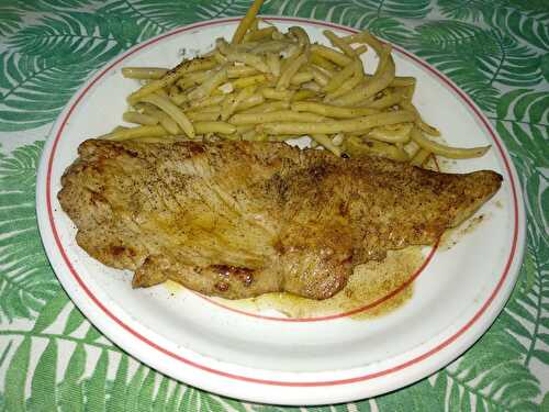 Escalope de veau sautées et haricots beurre au beurre citronné