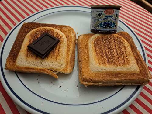 Croquemonsieur au chocolat et à la crème de marrons et Croquemonsieur chocolat banane