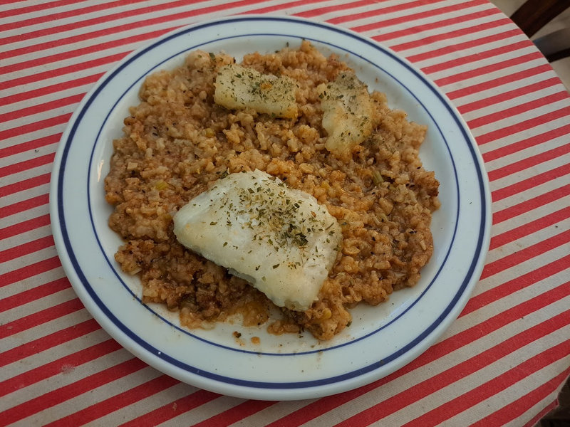 Pavés de cabillaud et riz au basilic