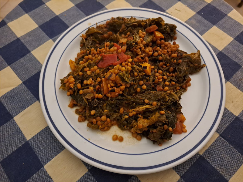 Marmite de chou kale aux lentilles et courge musquée