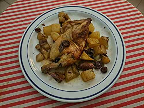 Tajine de coquelets aux olives à la méditerranéenne et pommes de terre dorées