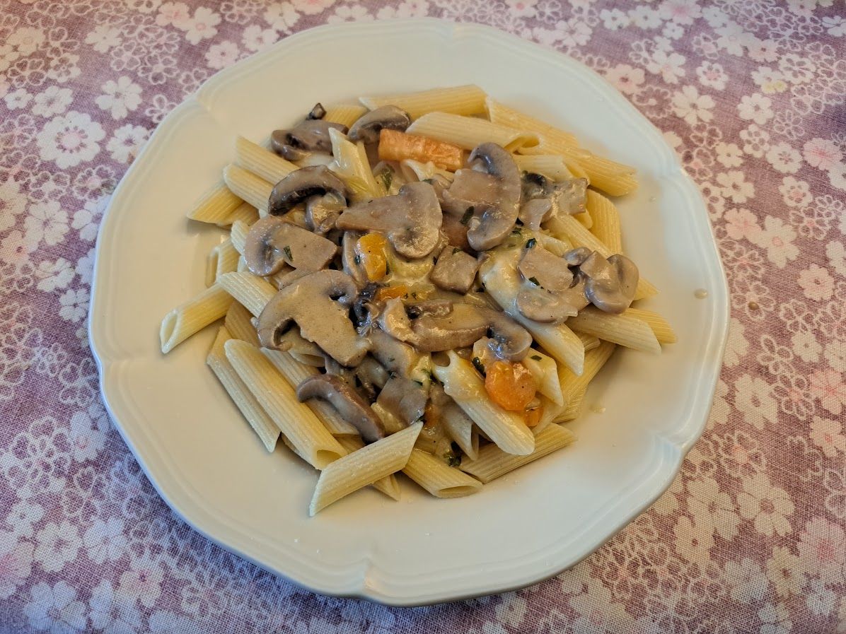 Penne rigate aux champignons et au fromage bleu